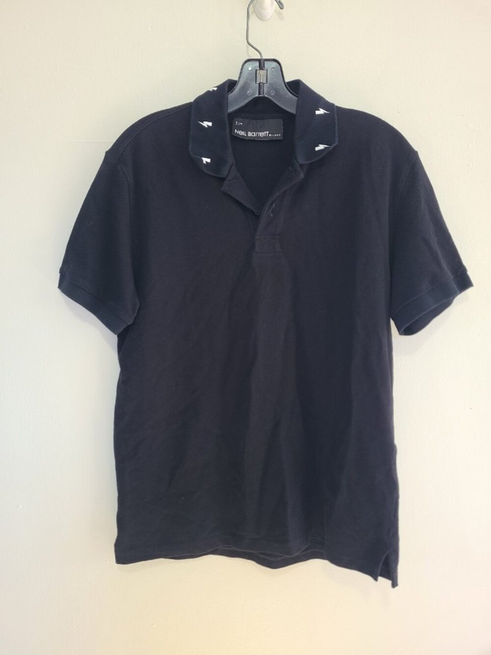 Neil Barrett Lightning Thunder Bolt Polo T Shirt Black Mens size M